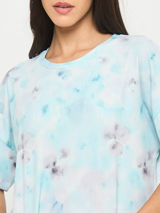 mSECRET Tie and Dye Top and Bottom Aqua Blue Night Suit