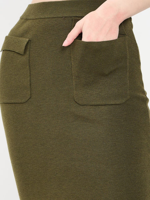 Madame Embellished Olive Knit Co-ord Set