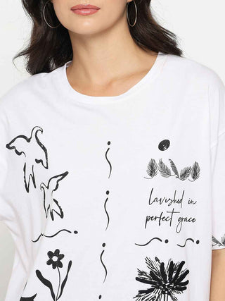 Madame Graphic Print Cotton White T-shirt