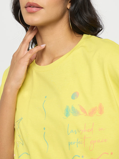 Madame All Over Print Lemon Yellow T-Shirt