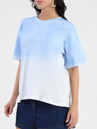 Madame Ombre Loose Fit Sky Blue Oversize Cotton T-shirt