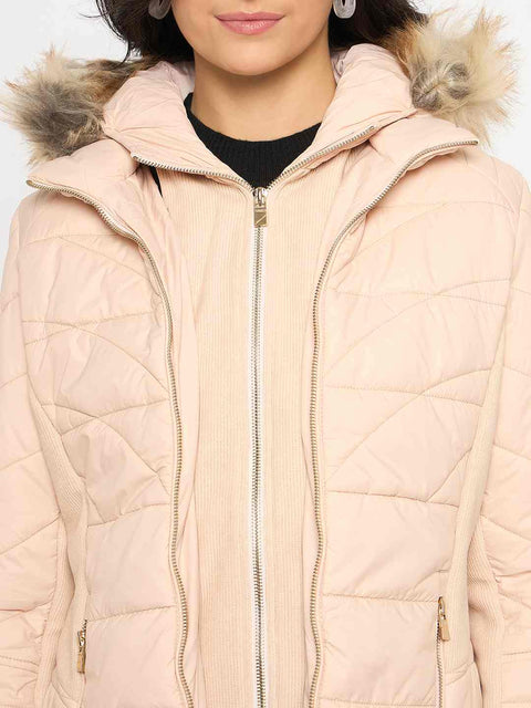Madame Corduroy Two In One Beige Quilted Jacket