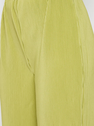 Madame Solid Shirt and Bottom Lime Green Co-ord Set