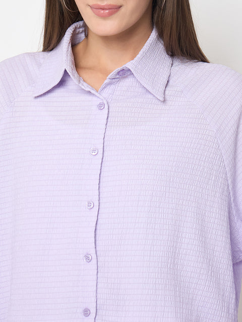 Madame Shirt Collar Buttoned Orange Lilac Shirt