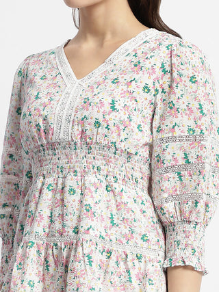 Madame Ditsy Floral Print V-Neck Mini Dress