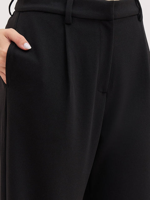 Madame Black Lapel Neck Co-ord Set