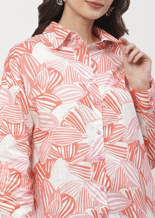 Madame Abstract Print Brick Orange Regular Shirt