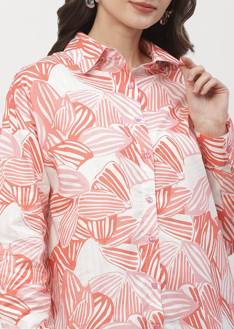 Madame Abstract Print Brick Orange Regular Shirt