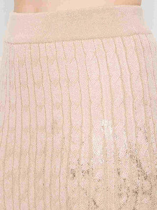 Madame Buttoned Top and Mini Skirt Peach Co-ord Set