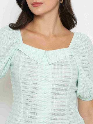 Madame Tie Detail Off Shoulder Turquoise Top