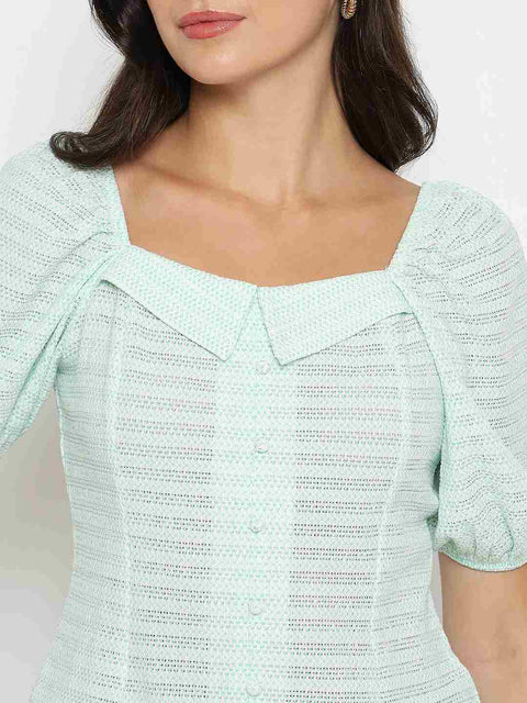 Madame Tie Detail Off Shoulder Turquoise Top