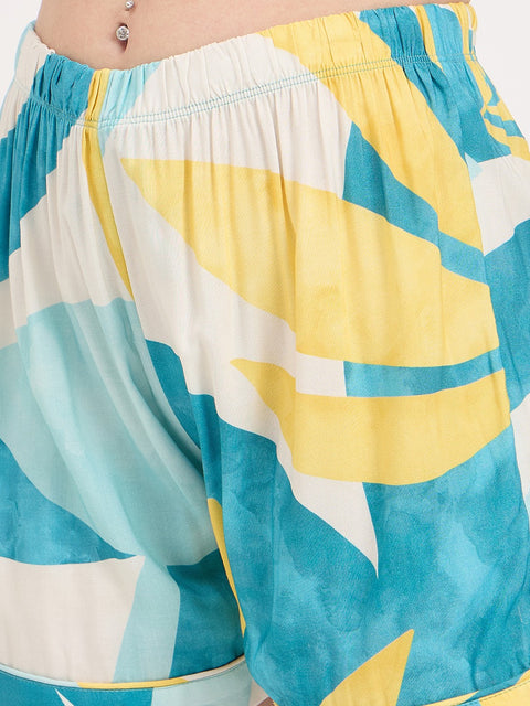 mSECRET Blue Multicolour Rayon NightSuit