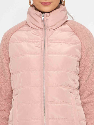 Madame Raglan Sleeved Quilted Dusty Pink Short Jacket