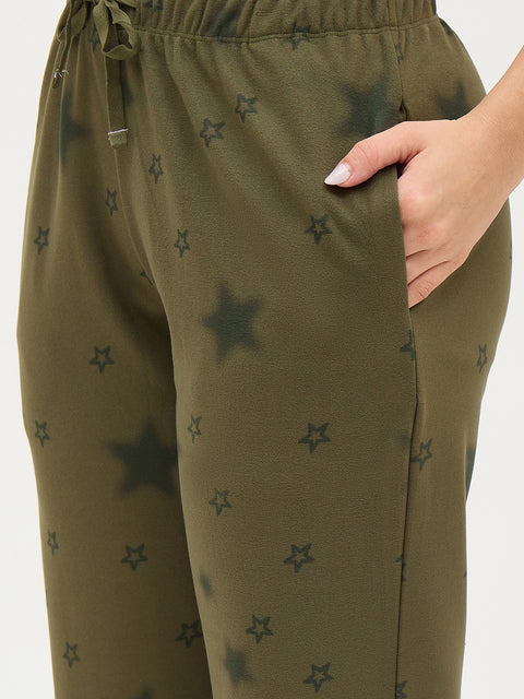 mSECRET Sage Green Printed Night Suit