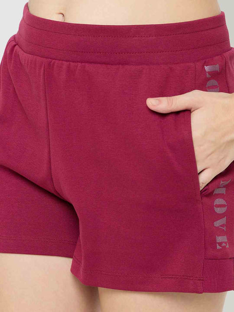 mSECRET Elasticated Hem Wine Red Cotton Blend Shorts