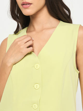 Madame Solid Sleeveless Top and Bottoms Lime Green Co-ord Set