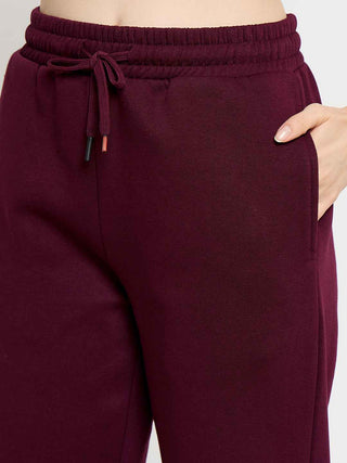 mSECRET Typography Print Sweatshirt and Straight Bottoms Plum Night Suit