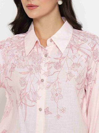 Madame Floral Print Top and Bottom Pink Cotton Co-ord Set