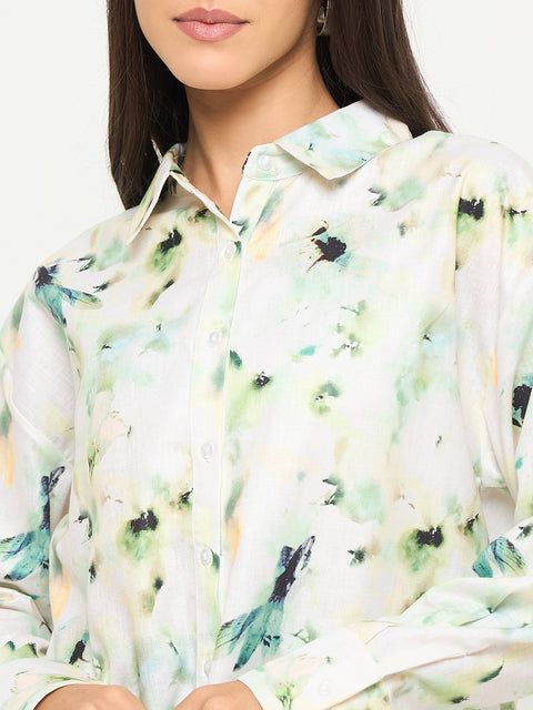 Madame All Over Botanical Print Lemon Yellow Shirt