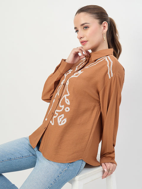 Madame Rust Embroidered Rayon Full Sleeve Shirt