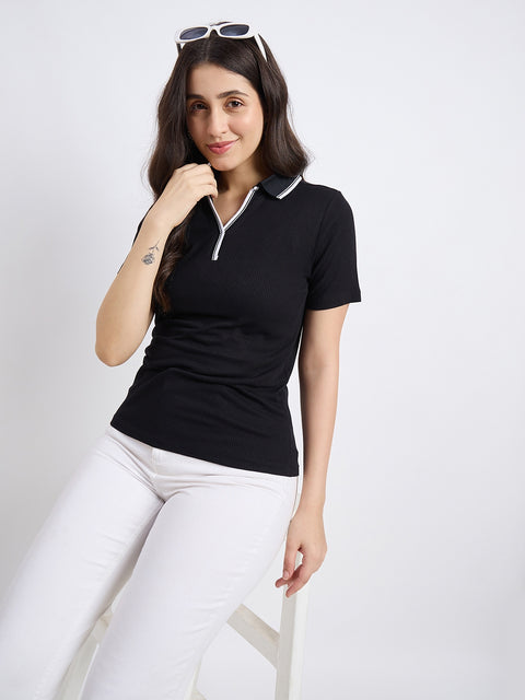 Madame Black Rayon Blend T-shirt