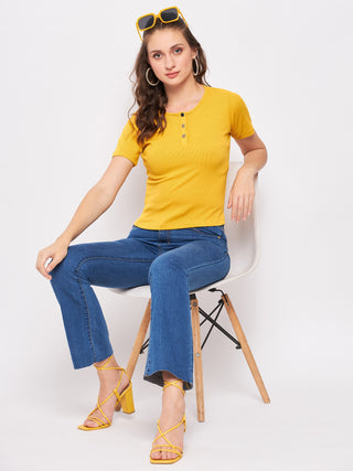 Madame Casual Mustard Cotton Top