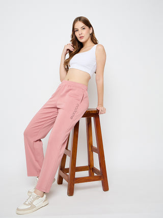 Madame Typography Print Blush Pink Track Bottoms