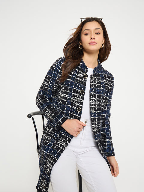 Madame Checkered Long Cardigan