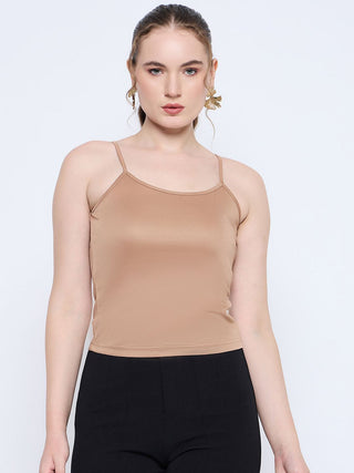 Madame Crushed Tissue Flounce Sleeve Beige Shirt