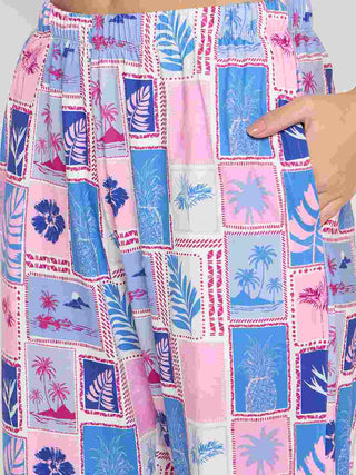 mSECRET Graphic Print Top and Bottom Pink Night Suit