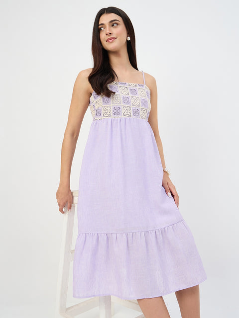 Madame Lilac Crochet Overlay Cami Dress