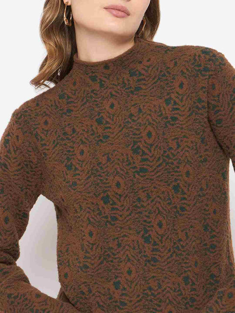 Madame Top and Bottoms Printed Brown Co-ord Set