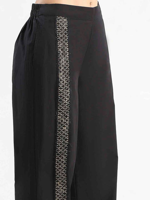 Madame Textured Shirt and Bottoms Black Co-ord Set
