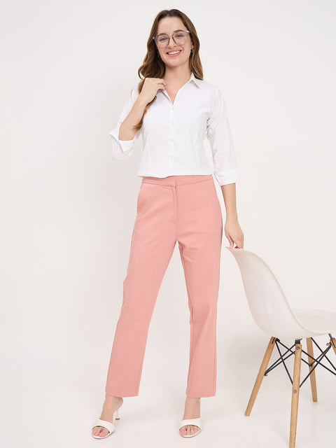 Madame Blush Cotton Blend Tapered Trousers