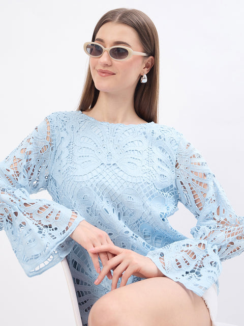 Madame Lace Powder Blue Top