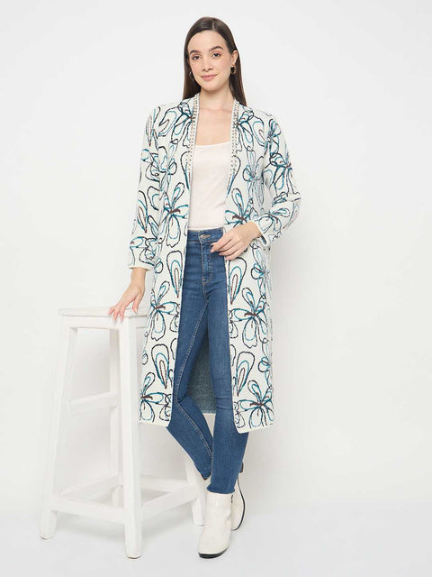 Madame Floral Print Multicolor Open Long Shrug