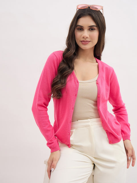 Madame V Neck Pink Cardigan