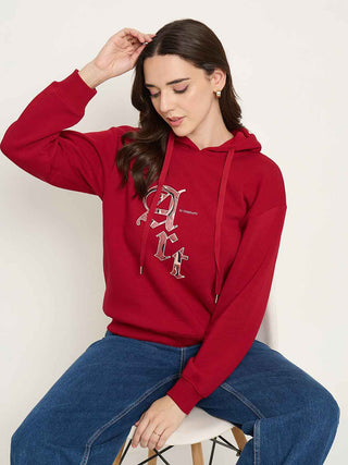 Madame Graphic Print Red Hoodie Sweatshirt