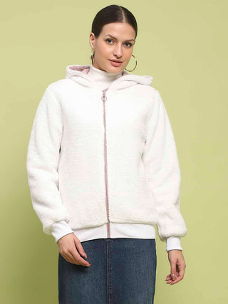 Madame Metal Detailed Zipper Lilac Hooded Sweatshirt