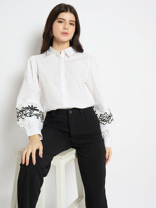 Madame Dori Embroidered White Shirt