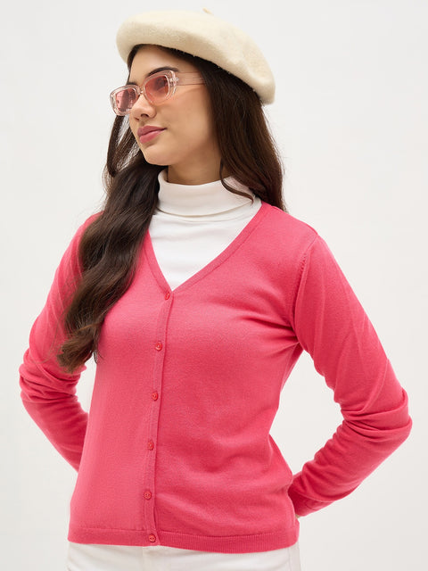 Madame V Neck Coral Cardigan