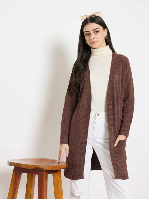 Madame Acrylic Chocolate Brown Long Open Shrug