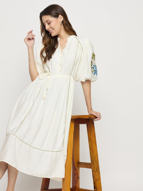 Madame Off White Viscose Blend Dress