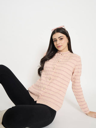 Madame Striped Peach Cardigan