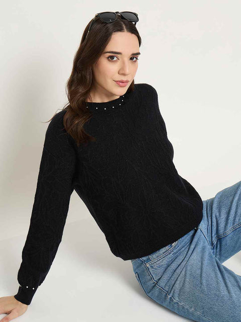 Madame Embellished Black Sweater