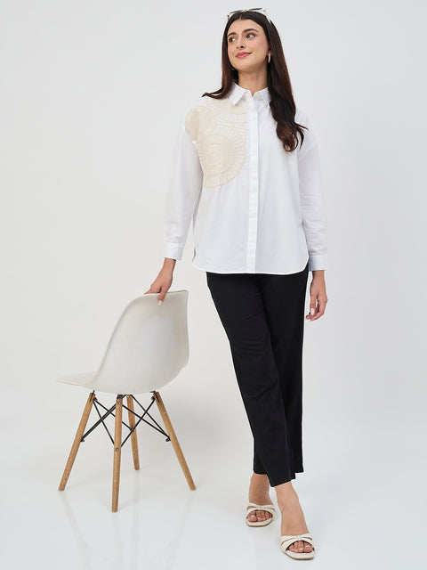 Madame Black Elastic Waist Linen-Blend Trousers