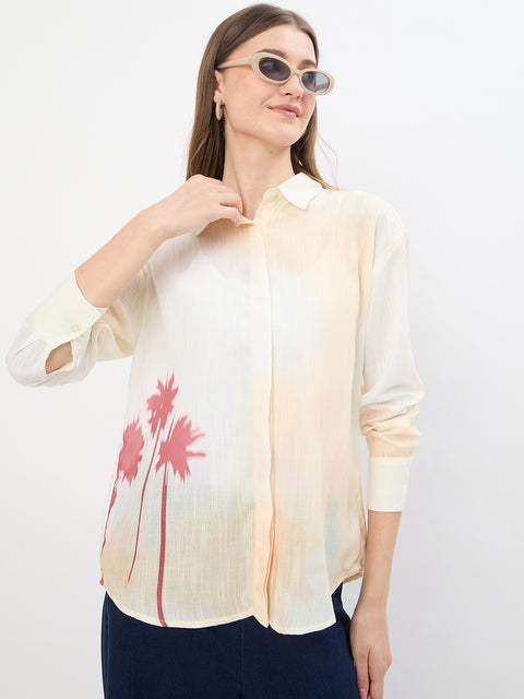 Madame Flower Print Off White Shirt