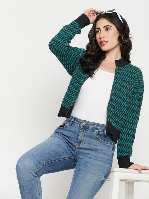 Madame Printed Emerald Green Sweater
