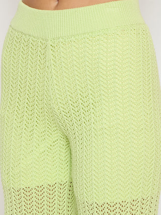 Madame Cotton Top and Bottom Lime Yellow Knitted Co-ord Set