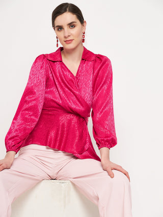 Madame Hot Pink Puff Sleeve Top